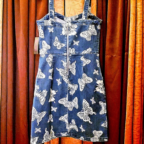 NWT   Denim with White Butterflies Dress - Picture 2 of 13